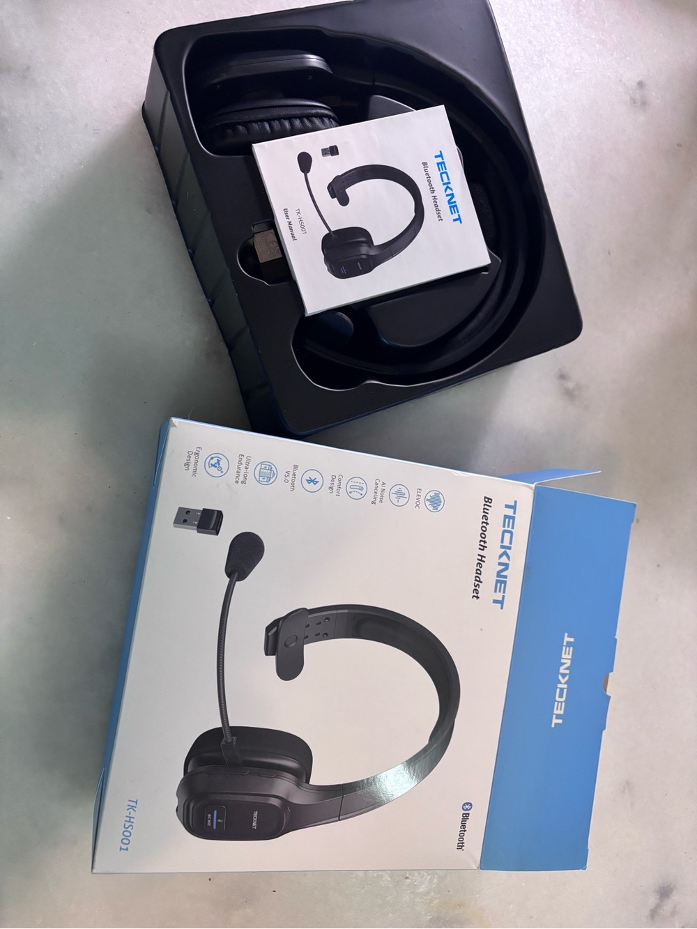 TECKNET Bluetooth Headset in Black NWT